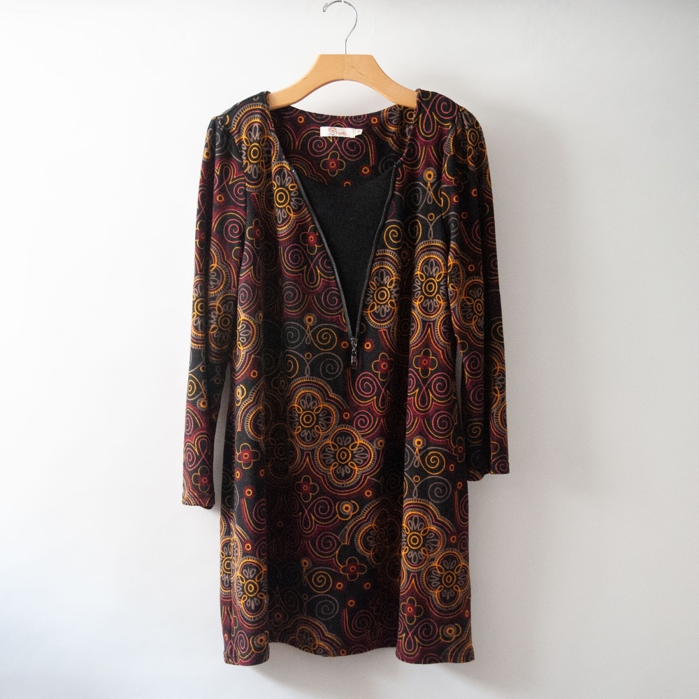 Aryeh Soft Zip Front Long Sleeve Shift Dress